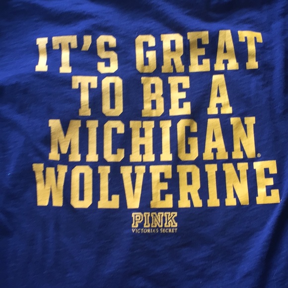 PINK VS Michigan Mid-sleeve Tee! NWOT!💙💛💙💛 - Picture 5 of 5